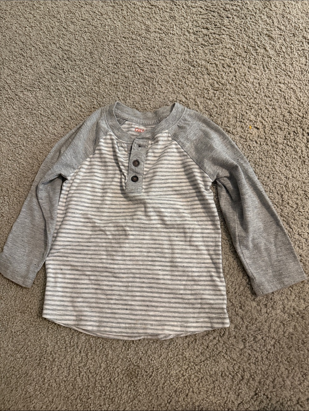 Cat & Jack Gray Striped Raglan Henley Long-Sleeve Tee
